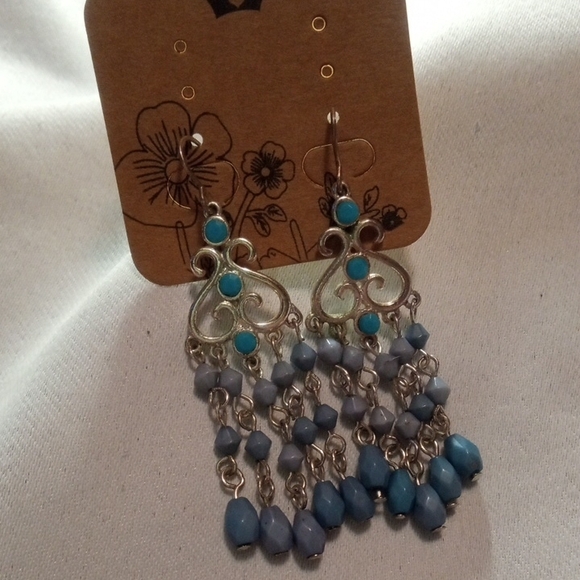 Elegant Teal Chandelier Earrings - Picture 7 of 7